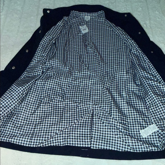 NWT J. Crew Navy Trench Coat with Gingham Detail - Picture 3 of 5